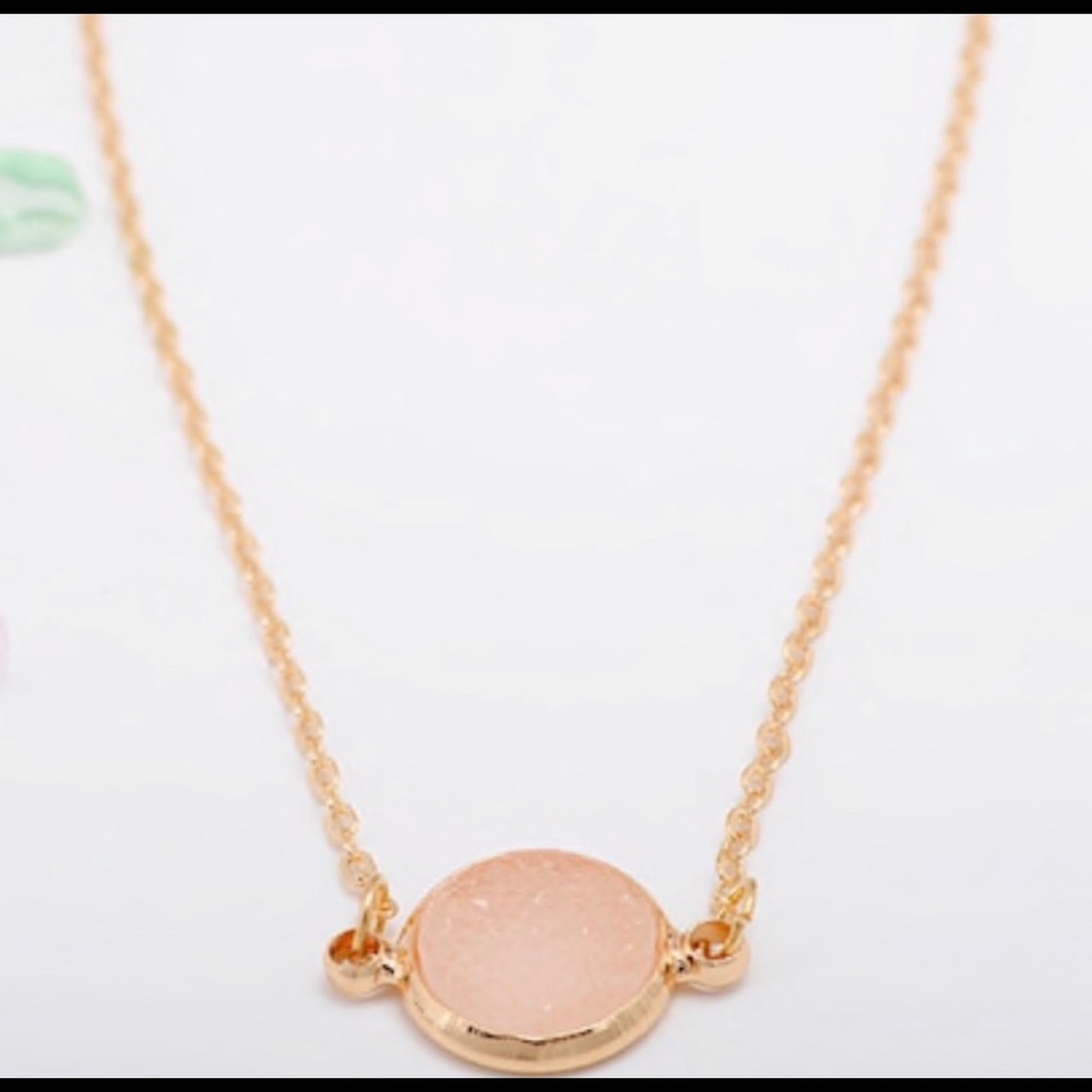 **2 for $15** Rose Quartz Druzy Crystal Gold Charm